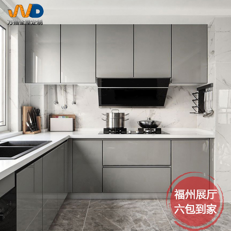 福州烤漆橱柜定制 整体橱柜定做现代简约厨房装修 环保防水